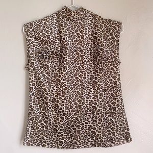 Vintage velvety leopard print sleeveless top